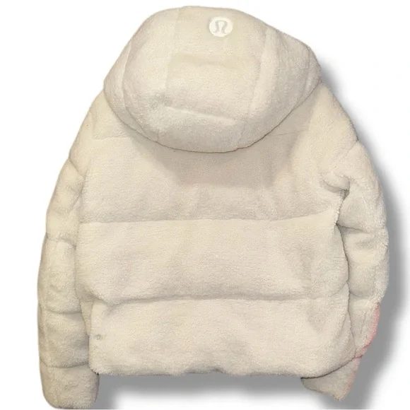 NWOT Lululemon Wunder Puff Cropped Jacket Texture Fleece Goose Down Bone sz 6 - Picture 10 of 16
